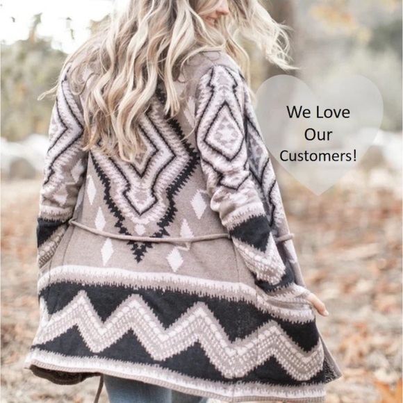 New Aztec Tribal Boho Western Ski Montana Cardigan Sweater Southwest Coat - Picture 6 of 9
